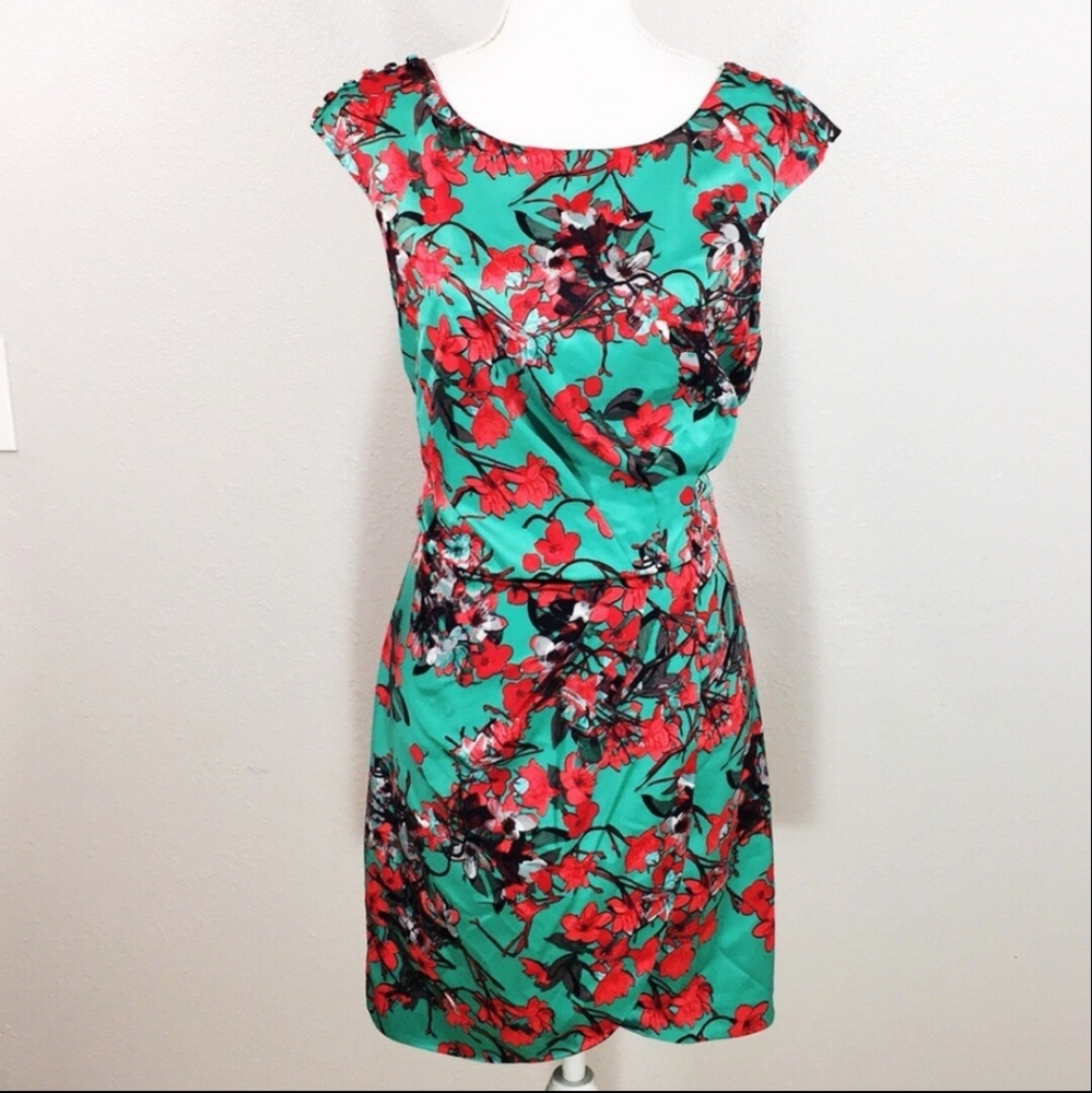 Jessica Simpson green faux wrap dress